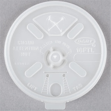 Dart Container Dart Container 16FTL CPC Translucent Lift n Lock Lid with Straw Slot; White - Case of 1000 16FTL  CPC